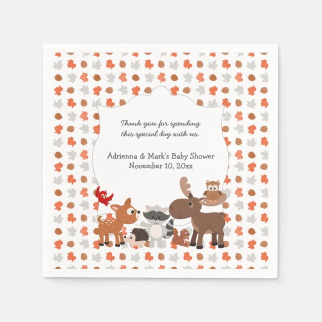 Woodland Animal Baby Shower / Birthday Party Napkin (Front)