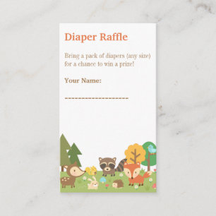 Woodland Animal Baby Shower Diaper Raffle Tickets Enclosure Card