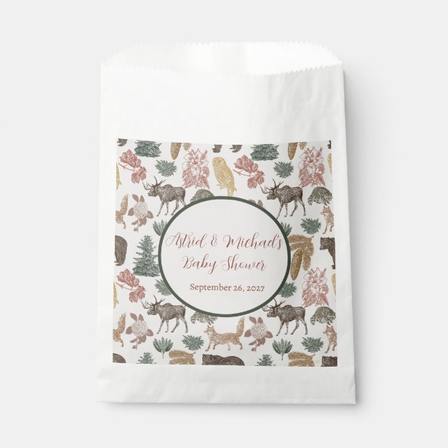 Woodland Animal Baby Shower  Favour Bags (Front)