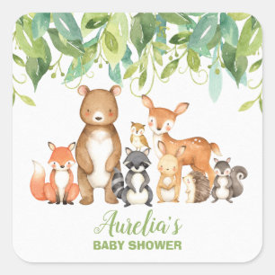 Woodland Animal Baby Shower Forest Thank You Square Sticker