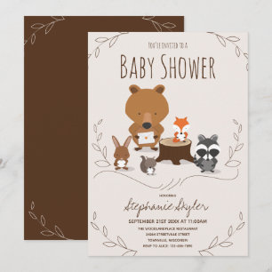 Woodland Animal Baby Shower Invitation