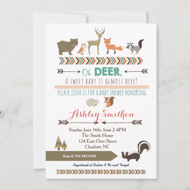 Woodland Animal Baby Shower Invitation (Front)