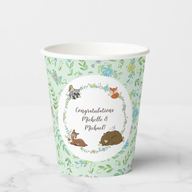 Woodland Animal Baby Shower Paper Cups (Front)