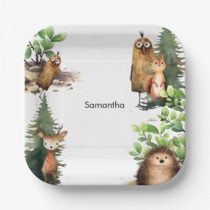 Woodland Animal Baby Shower  Paper Plate