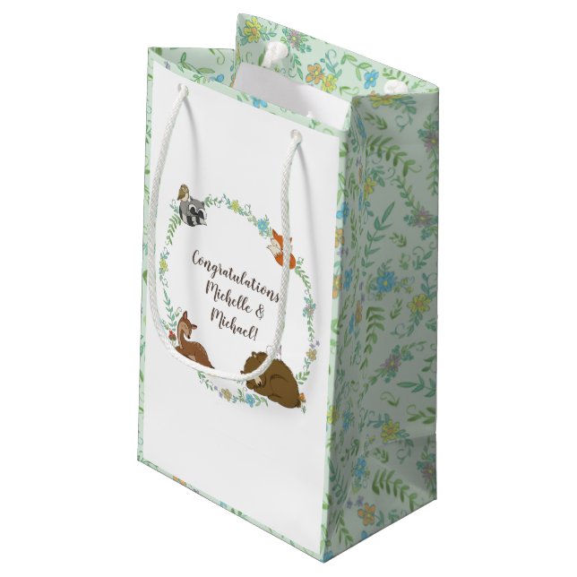 Woodland Animal Baby Shower Small Gift Bag (Back Angled)