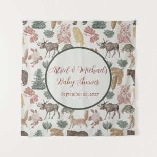 Woodland Animal Baby Shower  Tapestry
