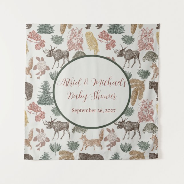 Woodland Animal Baby Shower  Tapestry (Front)