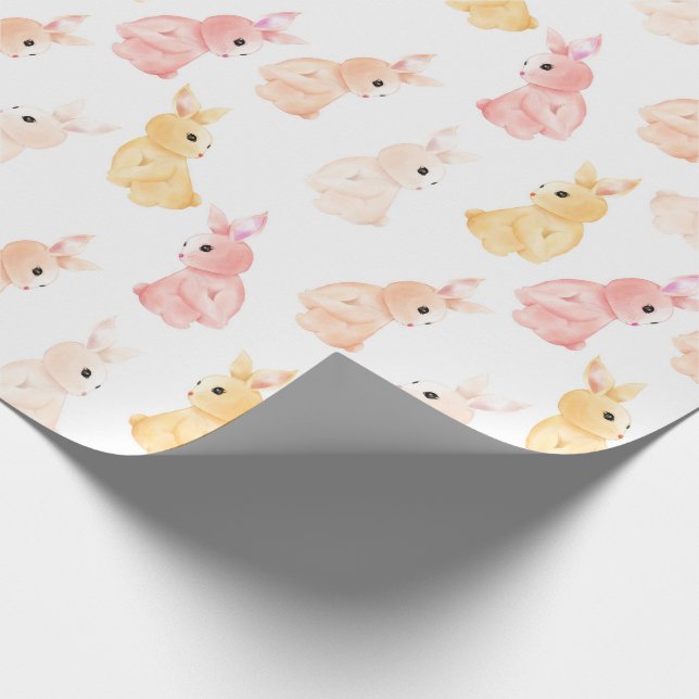 Woodland Animal Baby Shower Watercolor Pink Yellow Wrapping Paper (Corner)