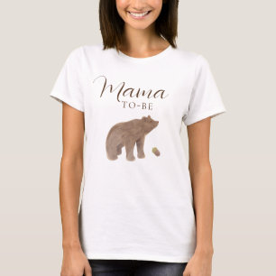 Woodland Animal Bear Fall Baby Shower Mama to be T-Shirt