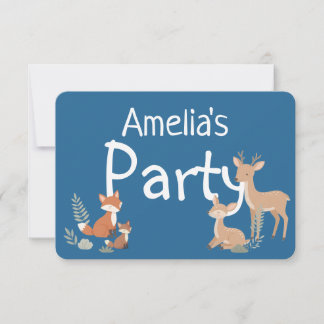  Woodland Animal Birthday Party Invitation