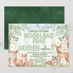Woodland Animal Birthday Party Invitation Invite