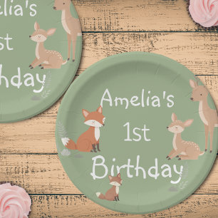  Woodland Animal Birthday Party  Paper Plate