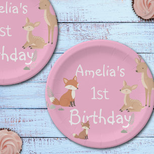 Woodland Animal Birthday Party Paper Plate