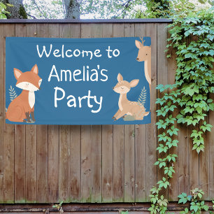  Woodland Animal Birthday Party Welcome Banner