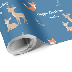 Woodland Animal Birthday Personalised Wrapping Paper