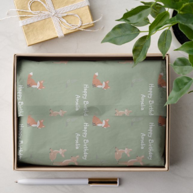  Woodland Animal Birthday Personalized  Tissue Paper (Gift)