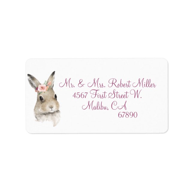 Woodland Animal Bunny Watercolor Address Label (Front)