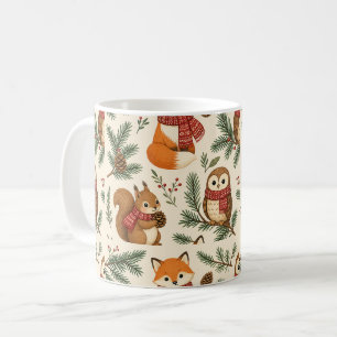 Woodland Animal Christmas Coffee Squirrel Fox Owl Mug