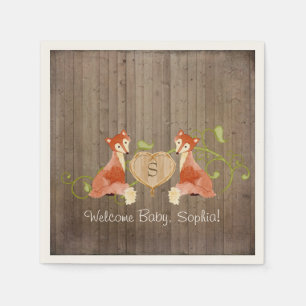 Woodland Animal Creatures, Fox n Vines Newborn Napkin