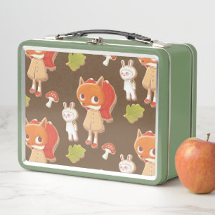 Woodland animal decorated cookies metal lunch box