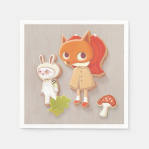 Woodland animal decorated cookies napkin
