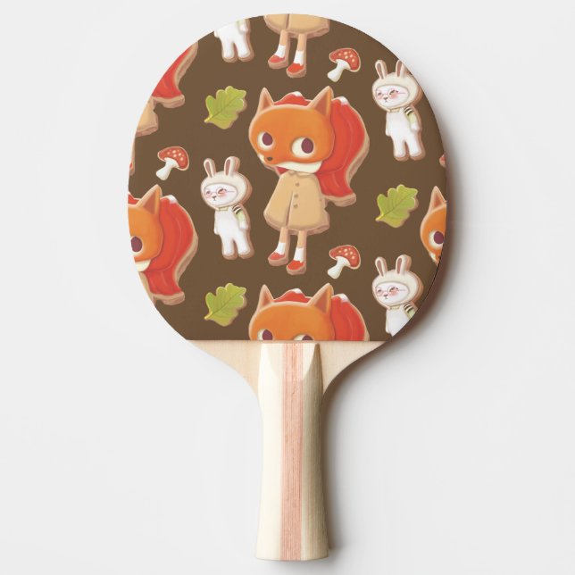 Woodland animal decorated cookies ping pong paddle (Front)