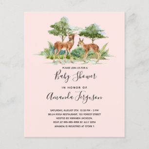 Woodland animal deer budget baby shower invitation