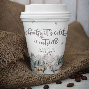 Woodland Animal Deer Winter Baby Shower Paper Cups