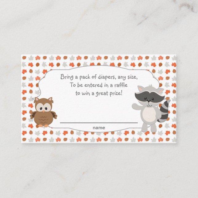 Woodland Animal Diaper Raffle Tickets Enclosure Card (Front)
