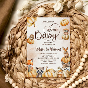 Woodland Animal Fall Pumpkin Cute Baby Shower Invitation