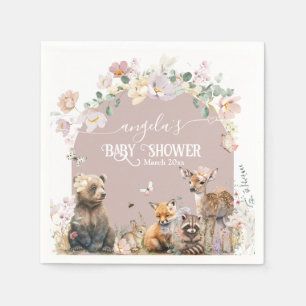 Woodland animal floral girl Baby Shower  Napkin