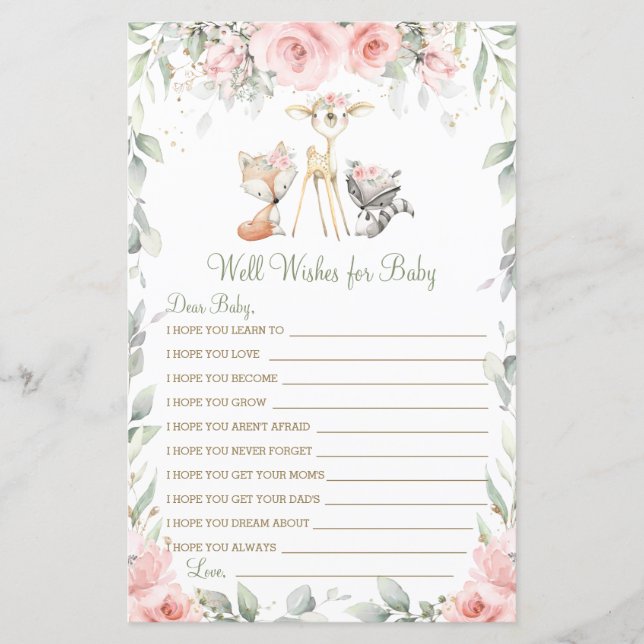 Woodland Animal Floral Well Wishes for Baby (Front)