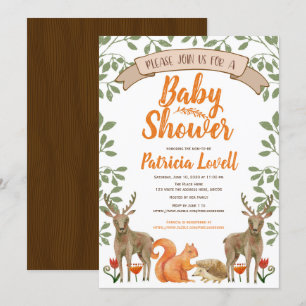 Woodland Animal Forest Baby Shower Gender Neutral Invitation