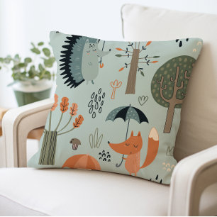 Woodland Animal Forest Creatures Kids Room Nursery Cushion
