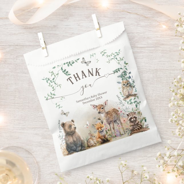 Woodland animal forest greenery Baby Shower  Favour Bags (Clipped)