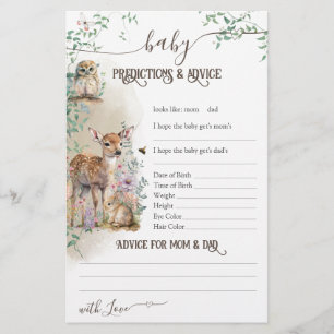 Woodland animal forest greenery Baby Shower game