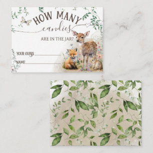 Woodland animal forest greenery Baby Shower game Enclosure Card