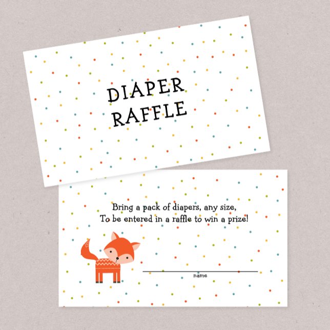 Woodland animal Fox diaper raffle tickets Enclosure Card (Creator Uploaded)