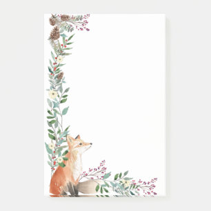 Woodland animal, fox, foliage, Christmas berries Post-it Notes