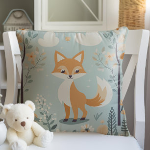 Woodland Animal Fox Themed, Blue Baby Boy Nursery Cushion