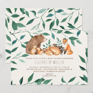 Woodland Animal Friends Baby Shower Invitation