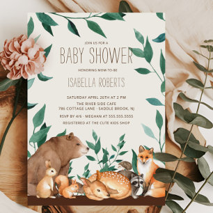 Woodland Animal Friends Baby Shower Invitation