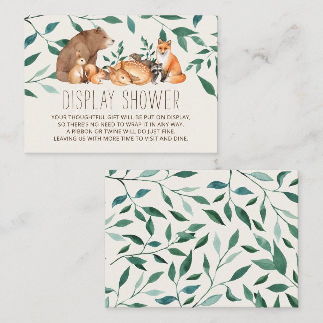 Woodland Animal Friends Gift Display Shower Enclos Enclosure Card (Front/Back)
