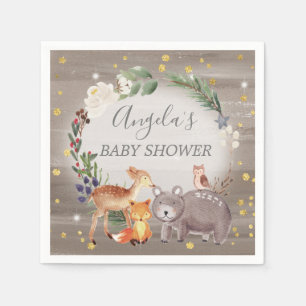 Woodland Animal Friends Sparkle Baby Shower Napkin