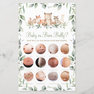 Woodland Animal Fun Shower Baby or Beer Belly Game