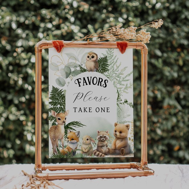 Woodland animal Greenery Favours Baby Shower Poster (Creator Uploaded)