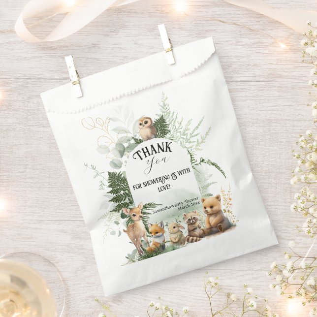 Woodland animal Greenery forest Baby Shower Favour Bags (Clipped)