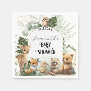 Woodland animal Greenery forest Baby Shower Napkin