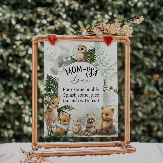 Woodland animal Greenery momosa bar Baby Shower Poster (Creator Uploaded)
