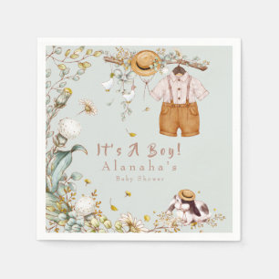 Woodland Animal Greenery Rustic Boy     Napkin